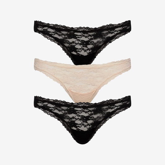 Effortless Lace Thong 3 Pack