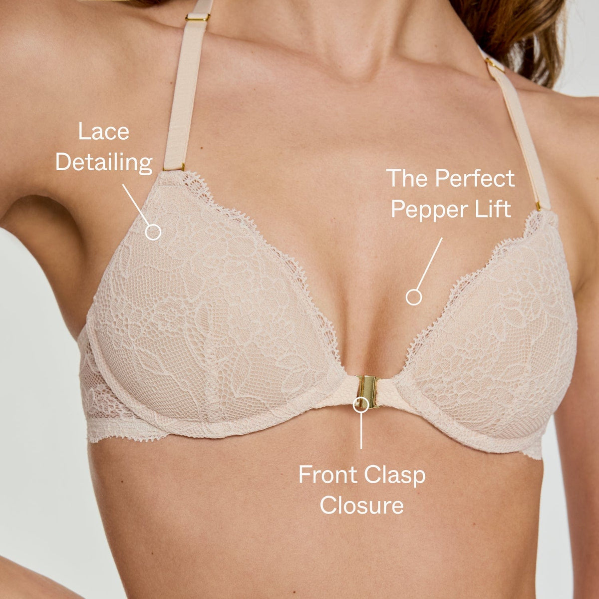 Lace Racerback Lift Up Bra Sand