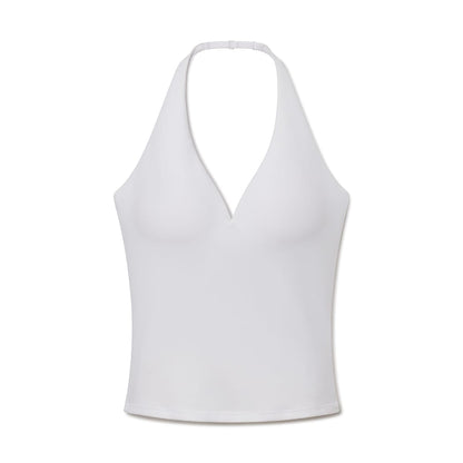 Plunge Halter Top White