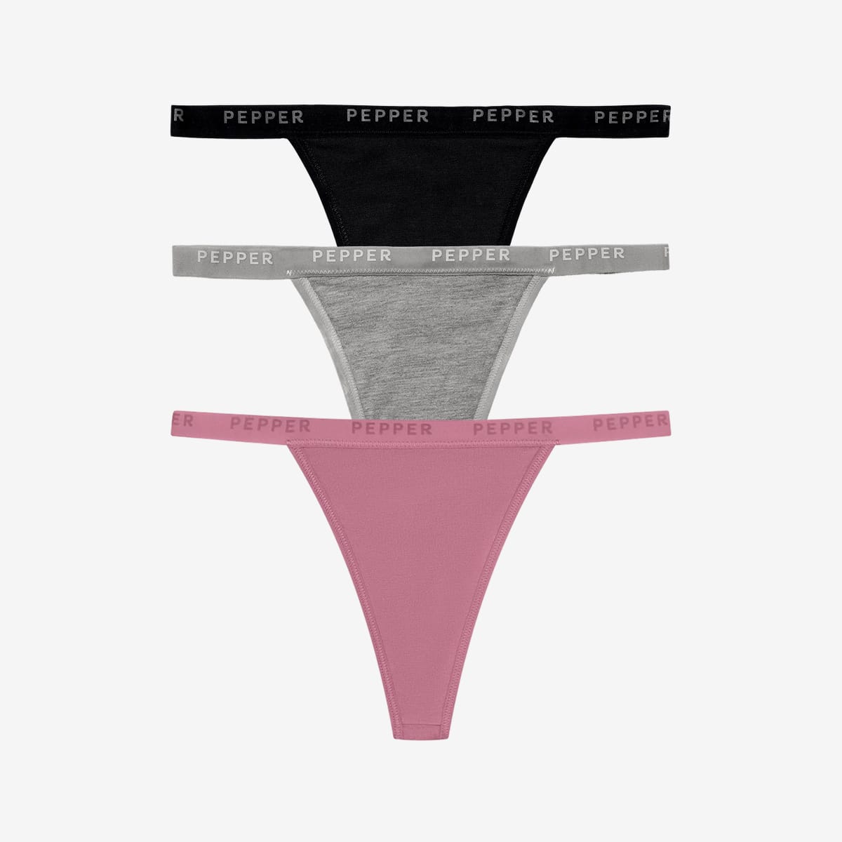 Supima® Cotton String Thong 3 Pack Lilas/Heather Grey/Black