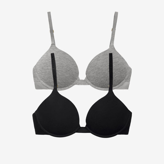 Supima® Cotton Lift Up Bra Duo Black/Heather Grey