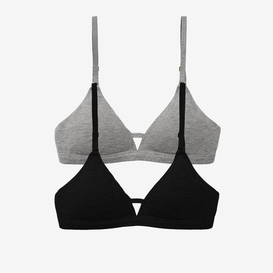 Supima® Cotton Wirefree Bra Duo Black/Heather Grey